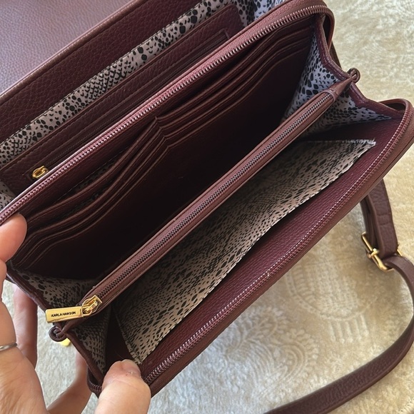 Brand New Karla Hanson Madison Organizer Crossbody Bag RFID Blocking Plum Purse - Picture 11 of 15